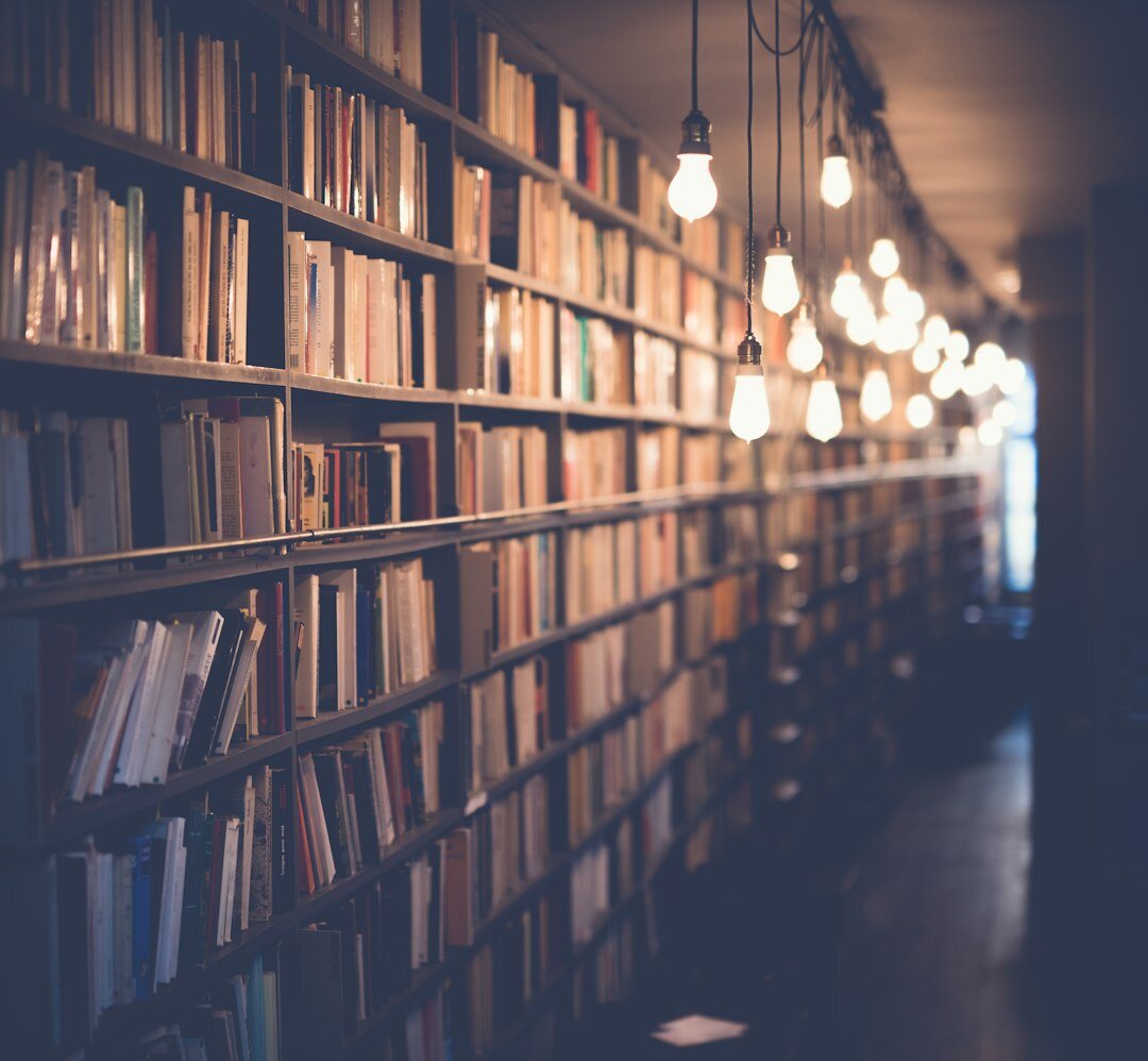 Regale mit gebundenen Forschungsberichten in einem Archiv