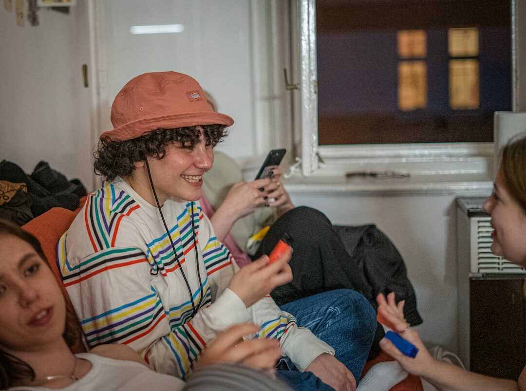 group of friends chatting online